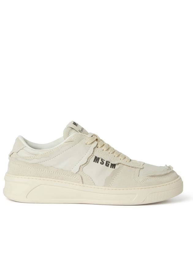 FG-1 Logo Leather Low Top Sneakers White - MSGM - BALAAN 2