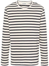 Striped Motif Cotton Long Sleeve T-shirt Beige Navy - JIL SANDER - BALAAN 1