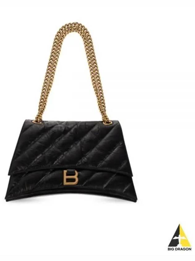 Quilted Crush Medium Chain Shoulder Bag Black - BALENCIAGA - BALAAN 2