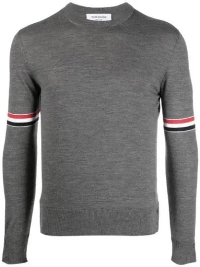 Merino Striped Crew Neck Knit Top Grey - THOM BROWNE - BALAAN 2