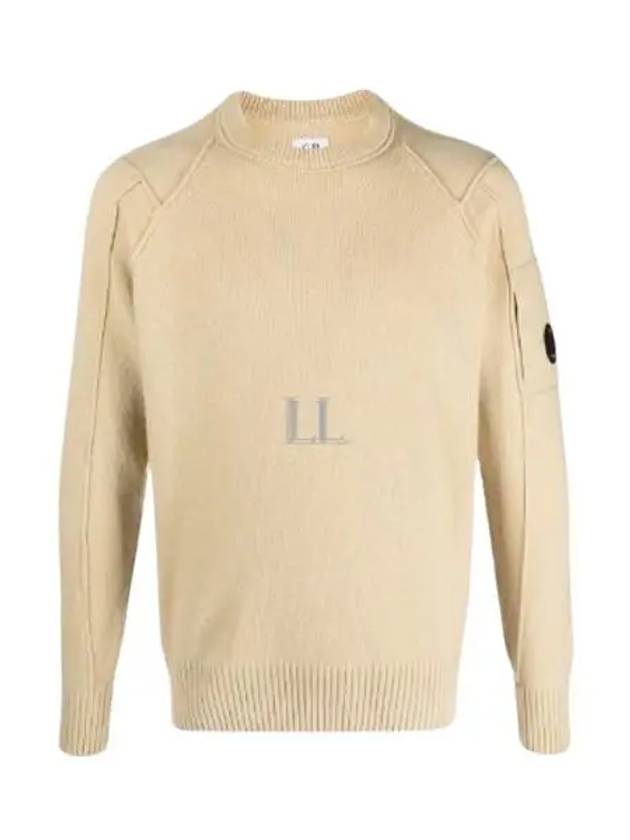 Lens Wappen Classic Crew Neck Wool Knit Top Beige - CP COMPANY - BALAAN 2