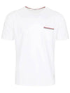 Men's Medium Weight Jersey Tipped Pocket Crewneck Short Sleeve T-Shirt White - THOM BROWNE - BALAAN 2