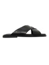 Triangle Logo Leather Slippers Black - PRADA - BALAAN 1