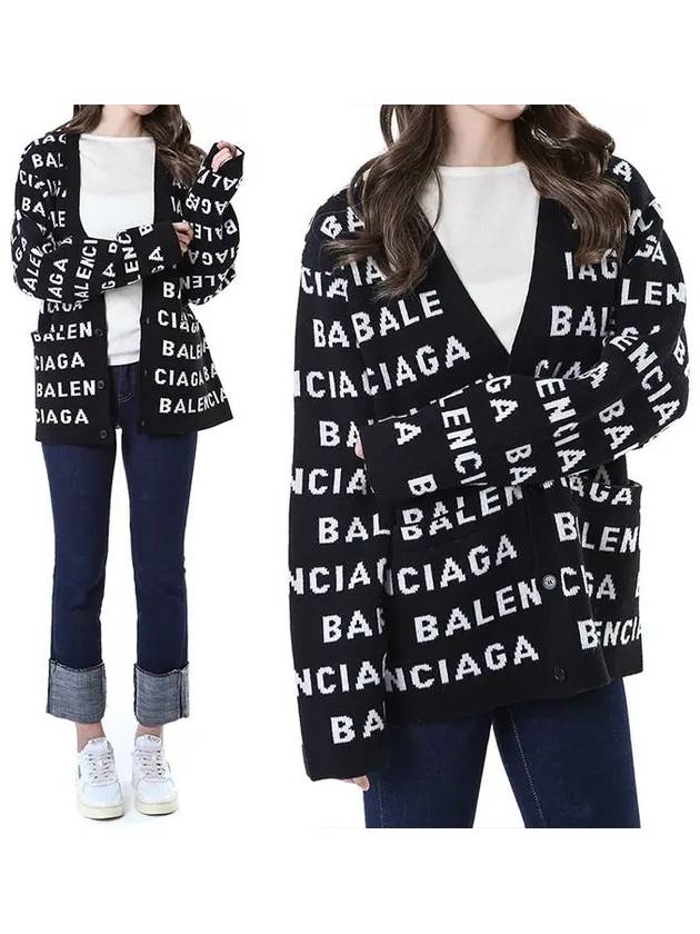 All-Over Logo Wool Cardigan Black - BALENCIAGA - BALAAN 3