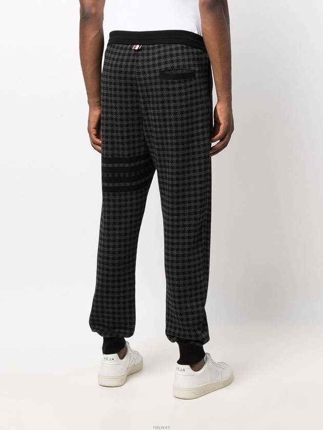 4 Bar Cotton Gun Club Check Jacquard Track Pants Black - THOM BROWNE - BALAAN.