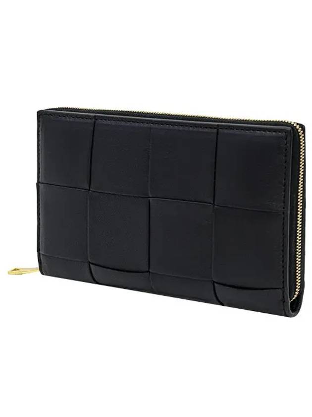 Intrecciato Zipper Around Long Wallet Black - BOTTEGA VENETA - BALAAN 4