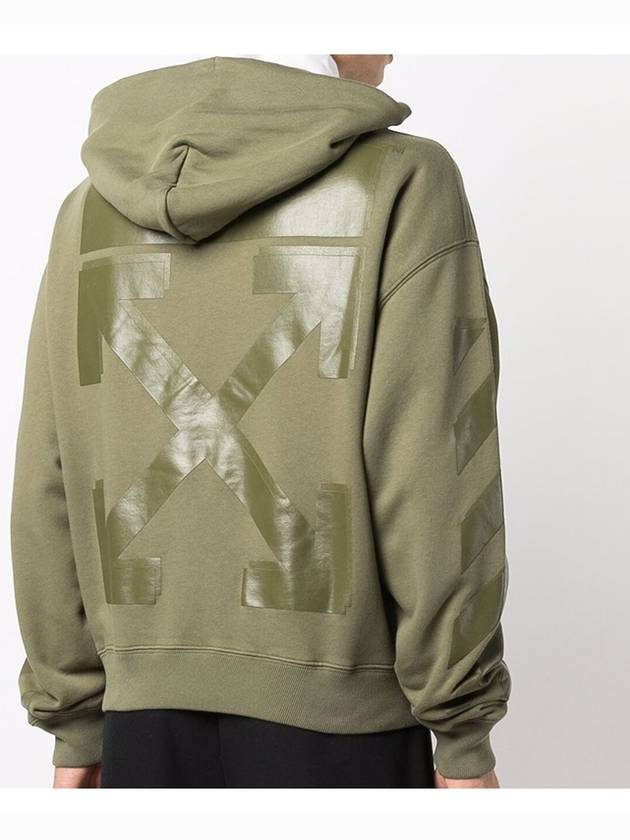 OMBB037F21FLE0075555 Lovely Arrow Over Hooded Sweatshirt Khaki Green Men’s T-Shirt TR - OFF WHITE - BALAAN 6