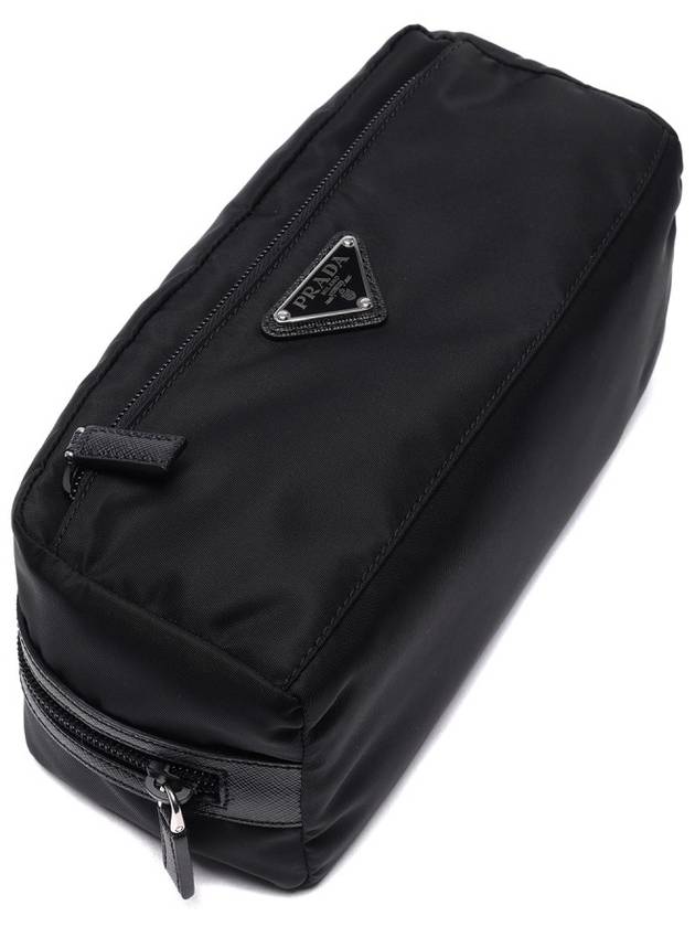triangle logo nylon pouch bag black - PRADA - BALAAN.