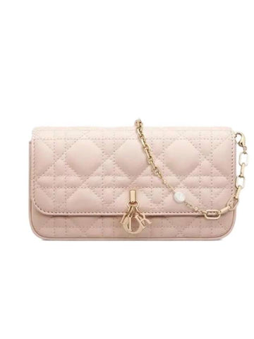 Phone Chain Cannage Lambskin Pouch Bag Pink - DIOR - BALAAN 1