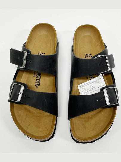 Arizona Oiled Leather Slippers Black - BIRKENSTOCK - BALAAN 2