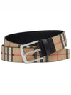 Vintage Check Canvas Leather Belt Beige - BURBERRY - BALAAN 1