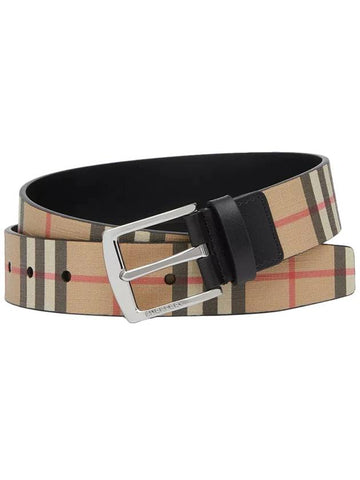 Vintage Check Canvas Leather Belt Beige - BURBERRY - BALAAN 1