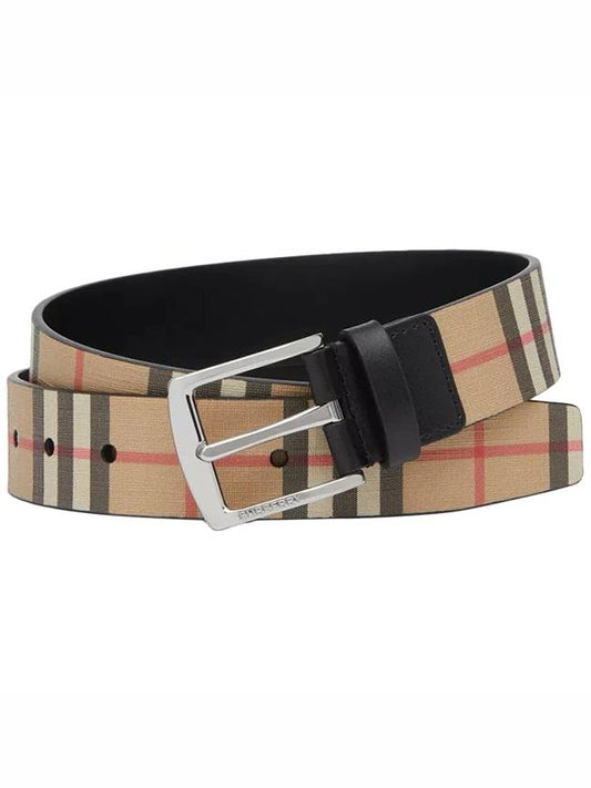 Vintage Check Canvas Leather Belt Brown - BURBERRY - BALAAN.