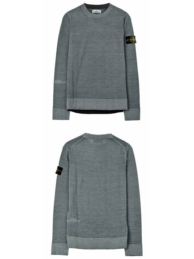 Wappen Patch Round Wool Knit Top Grey Blue - STONE ISLAND - BALAAN 6