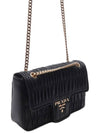 Goffre Leather Chain Shoulder Bag Black - PRADA - BALAAN 4