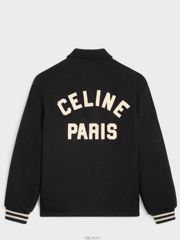 Textured Wool Baseball Teddy Jacket Black - CELINE - BALAAN 6