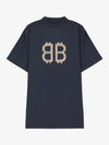 Logo Print Short Sleeve T-Shirt Blue - BALENCIAGA - BALAAN 2