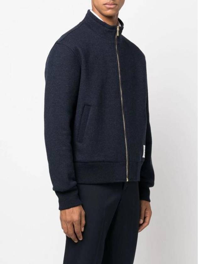 Funnel Neck Zip-Up Jacket Navy - THOM BROWNE - BALAAN 4