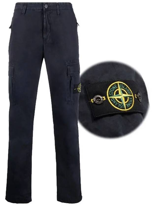 Men's Wappen Patch Slim Cargo Straight Pants Navy - STONE ISLAND - BALAAN 3