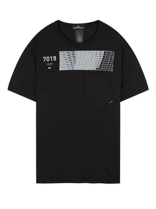 Shadow Project Geometric Printing Pocket Short Sleeve T-Shirt Black - STONE ISLAND - BALAAN 2