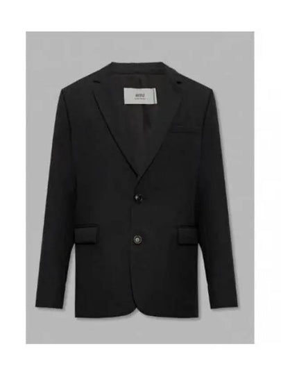 Men's Two Button Virgin Wool Blazer Jacket Black - AMI - BALAAN 2