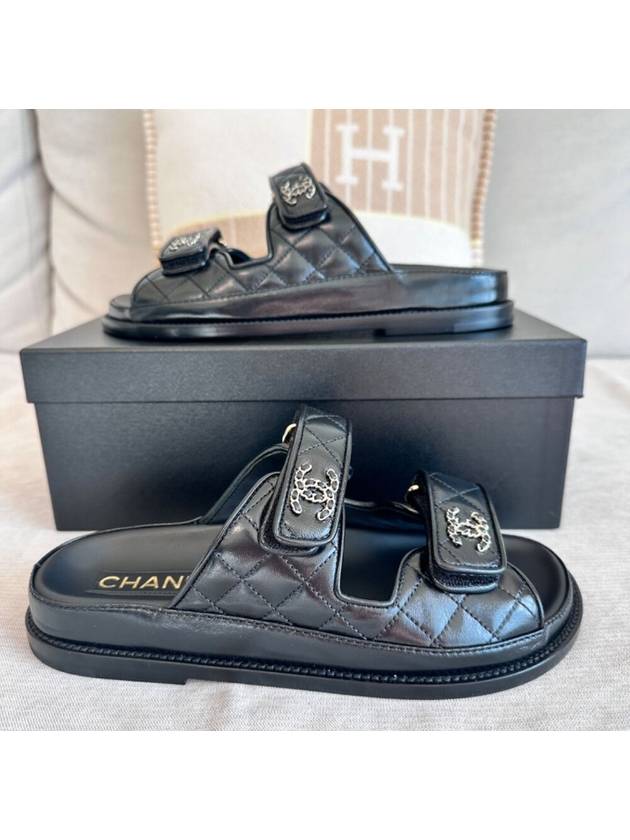 CC Logo Velcro Sandals Black - CHANEL - BALAAN 6