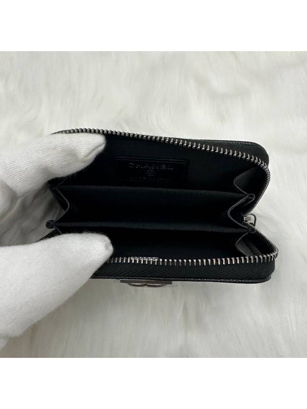 Women s Boy Zipper Wallet Logo Leather Card Black Silver - CHANEL - BALAAN 4