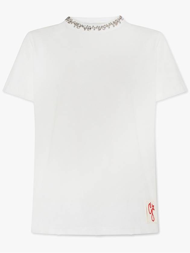 Crystal Neck Point Short Sleeve T-Shirt White - GOLDEN GOOSE - BALAAN 2