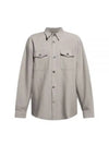 Chest Pocket Wool Shirt Jacket Grey - AMI - BALAAN 2