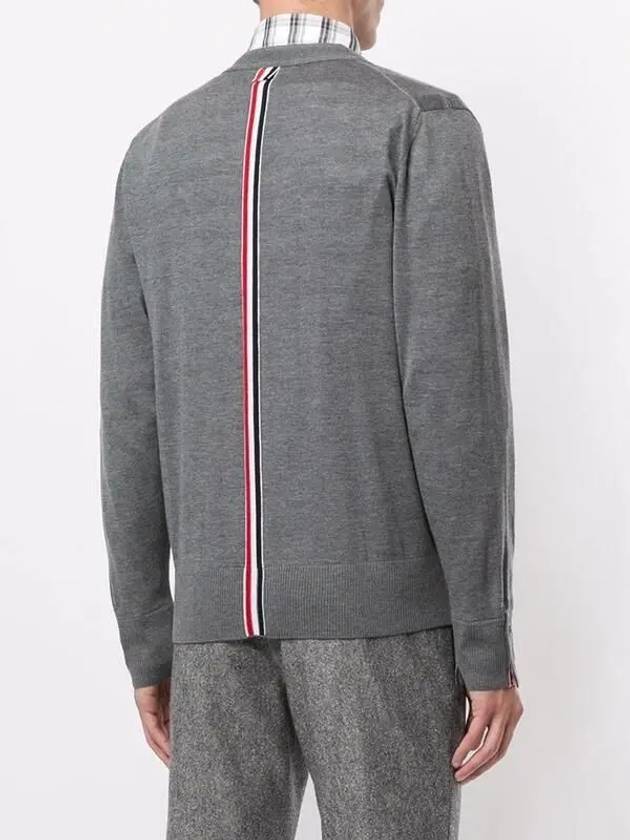 Men's Classic Three-Stripe Backstripe Wool Cardigan Grey - THOM BROWNE - BALAAN 6