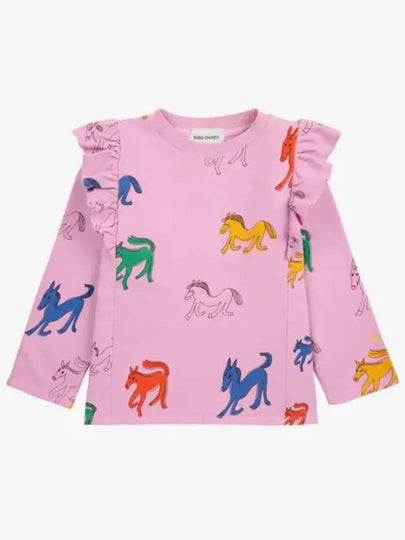 Wonder Horse All over Ruffle Long Sleeve T Shirt B224AC053 Italian Kids - BOBO CHOSES - BALAAN 2