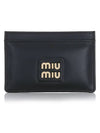 Logo Leather Card Wallet Black - MIU MIU - BALAAN 2