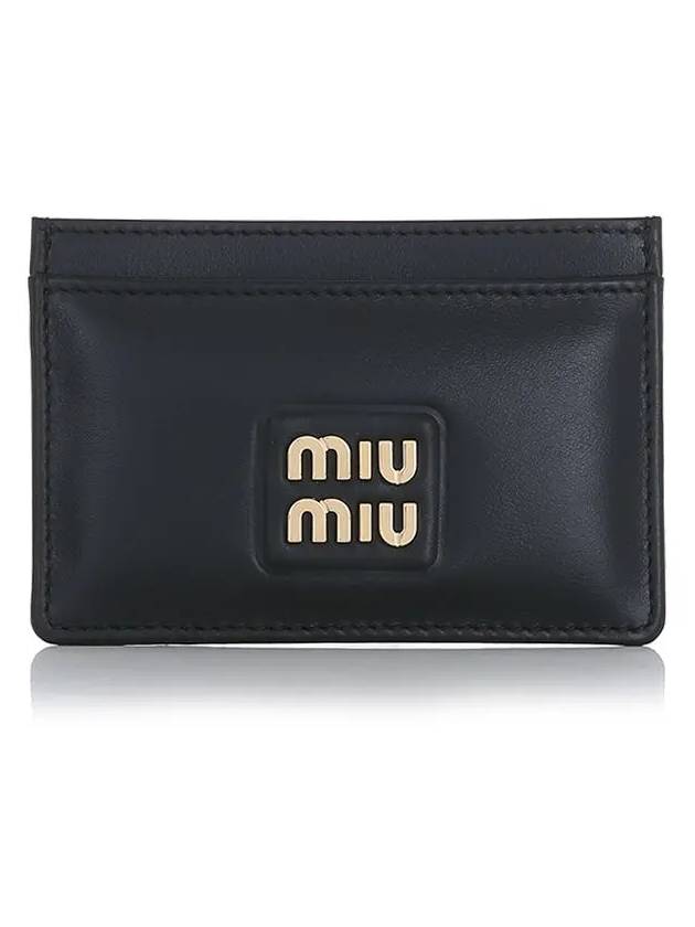 Logo Leather Card Wallet Black - MIU MIU - BALAAN 2