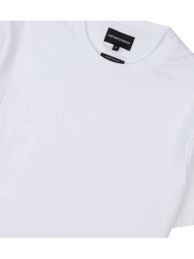 Logo Jacquard Cotton Short Sleeve T-Shirt White - EMPORIO ARMANI - BALAAN.