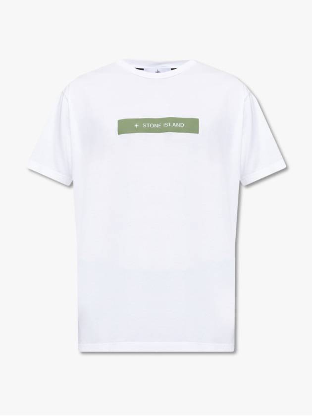 Micro Logo Print Short Sleeve T-shirt White - STONE ISLAND - BALAAN 4