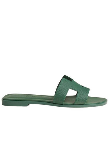 Oran Leather Sandals Green - HERMES - BALAAN 1