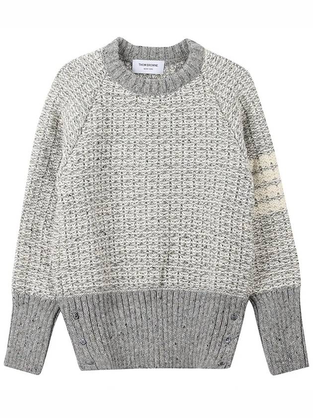 Tuck Stitch Raglan Sleeve Crew Neck Knit Top Grey - THOM BROWNE - BALAAN 7