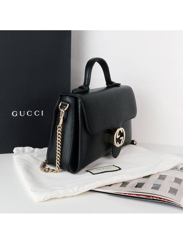 GG Interlocking Chain Small Top Handle Shoulder Bag Black - GUCCI - BALAAN 4