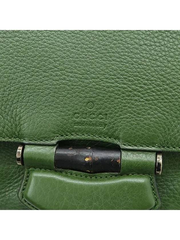 347101 Green leather bamboo decorated flap cross bag - GUCCI - BALAAN 4