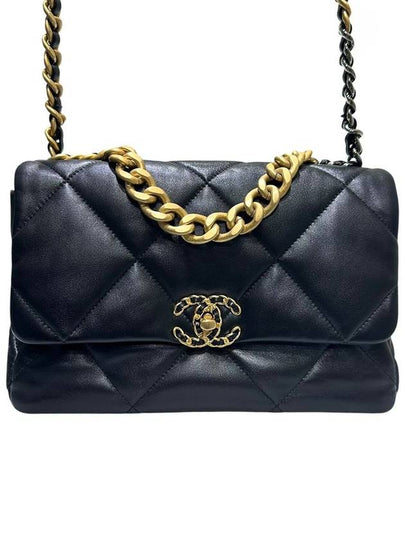 AS1161 Black Lambskin 19 Flap Bag Large Shoulder - CHANEL - BALAAN 2