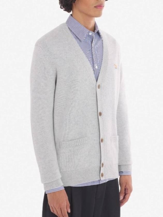 Baby Fox Patch V-neck Cardigan Light Grey - MAISON KITSUNE - BALAAN 4