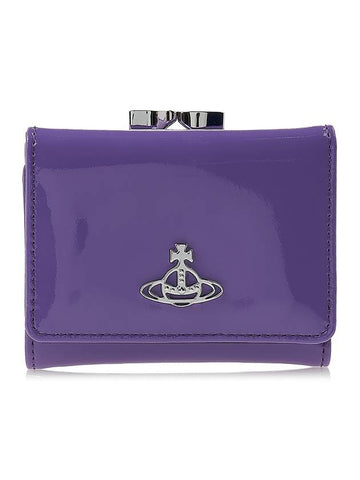 Shiny Patent Small Frame Leather Card Wallet Purple - VIVIENNE WESTWOOD - BALAAN 1