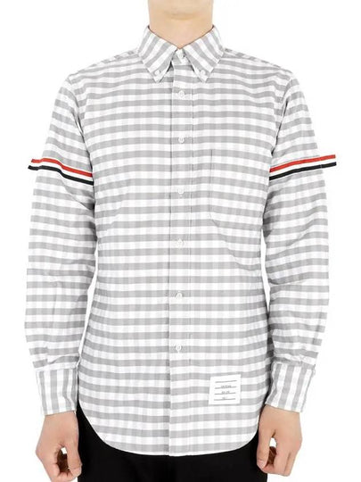 Men's Check Oxford Long Sleeve Shirt Grey - THOM BROWNE - BALAAN 2