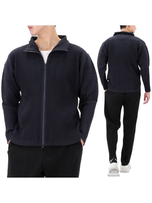 Pleats Zip-Up Cardigan Blue - ISSEY MIYAKE - BALAAN 2