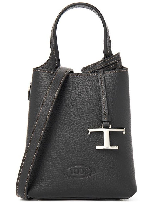 Micro Leather Mini Tote Bag Black - TOD'S - BALAAN 2