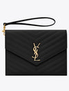 Grain De Poudre Cassandre Clutch Bag Black - SAINT LAURENT - BALAAN 2