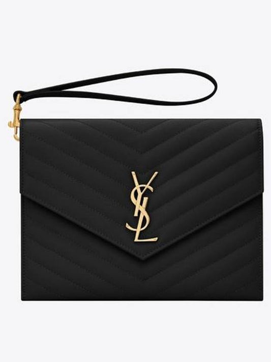 Grain De Poudre Cassandre Clutch Bag Black - SAINT LAURENT - BALAAN 2