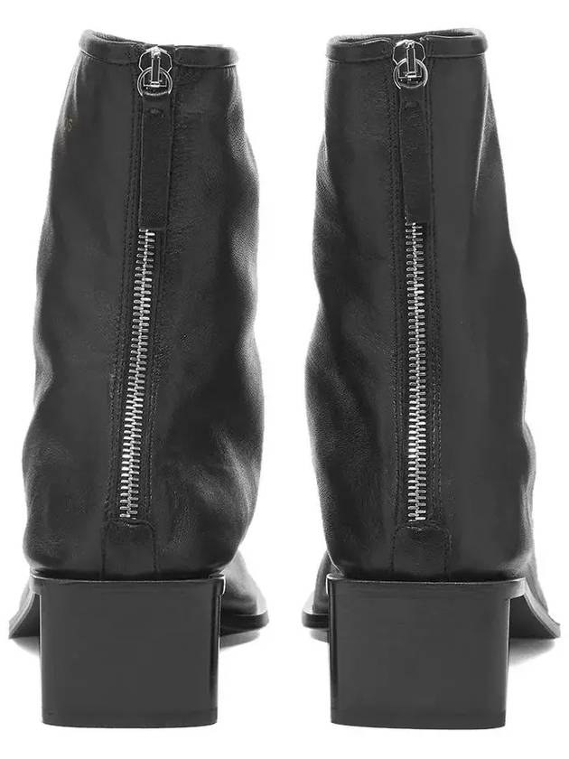 Studios Women's Leather Branded Middle Boots Black - ACNE STUDIOS - BALAAN.