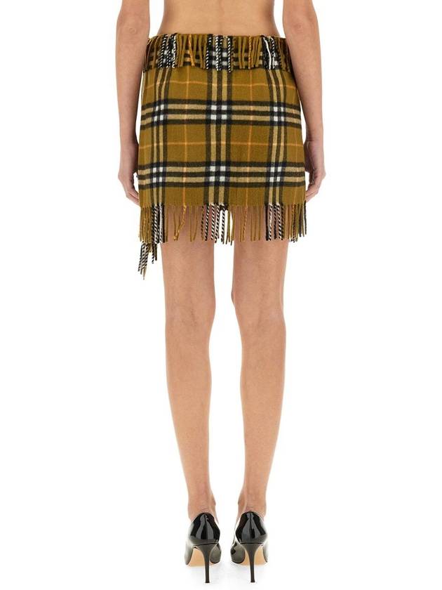 Check Wool Cashmere A-Line Skirt Oxide - BURBERRY - BALAAN 4