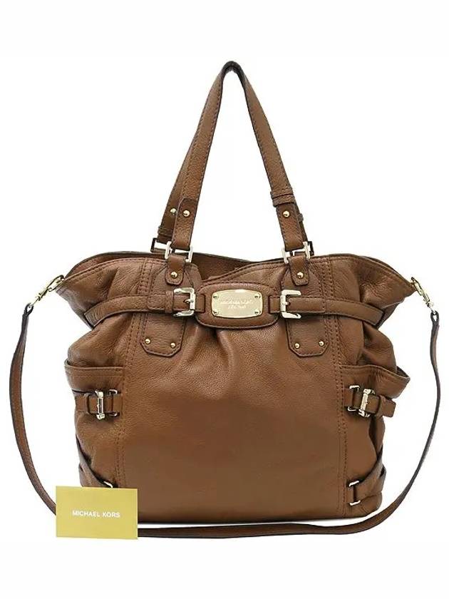 Brown leather side pocket big tote bag - MICHAEL KORS - BALAAN 1